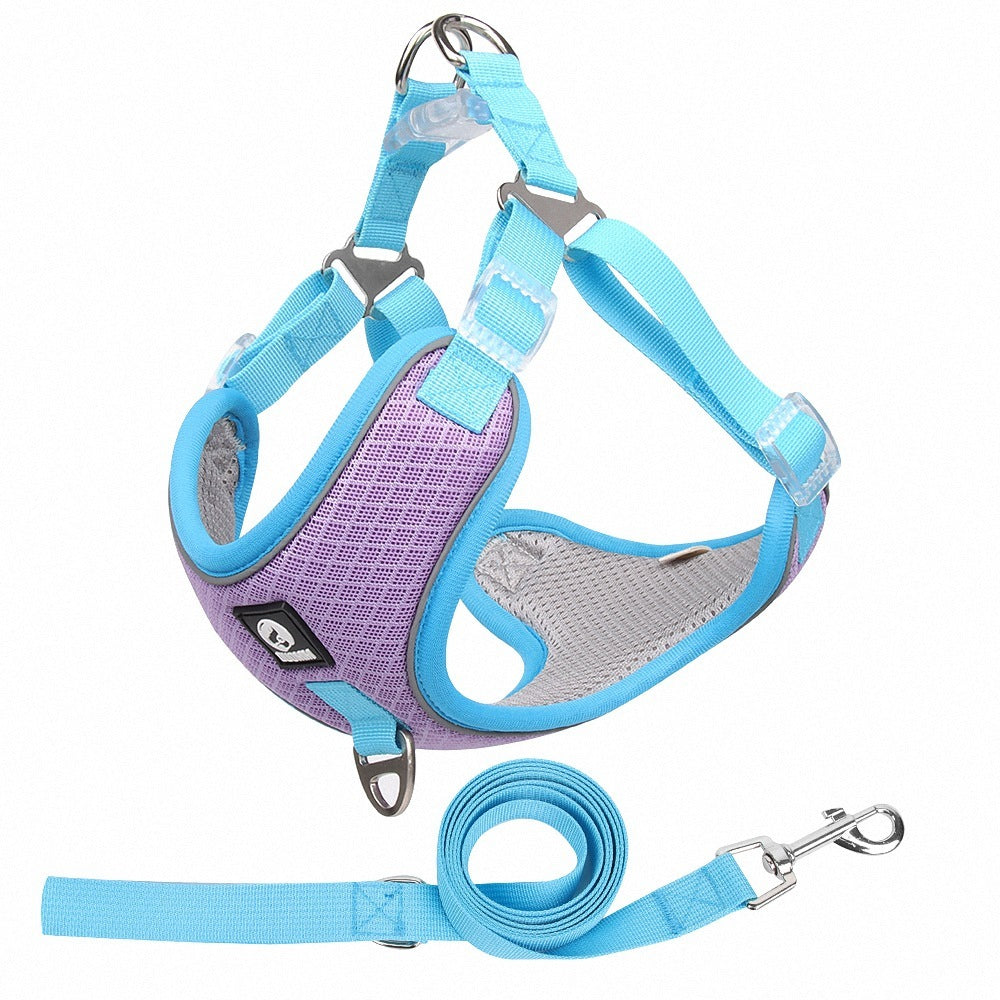 Pet Dog Harness Puppy Adjustable Breathable Mesh Reflective Pets dealsniper-net Light Purple L