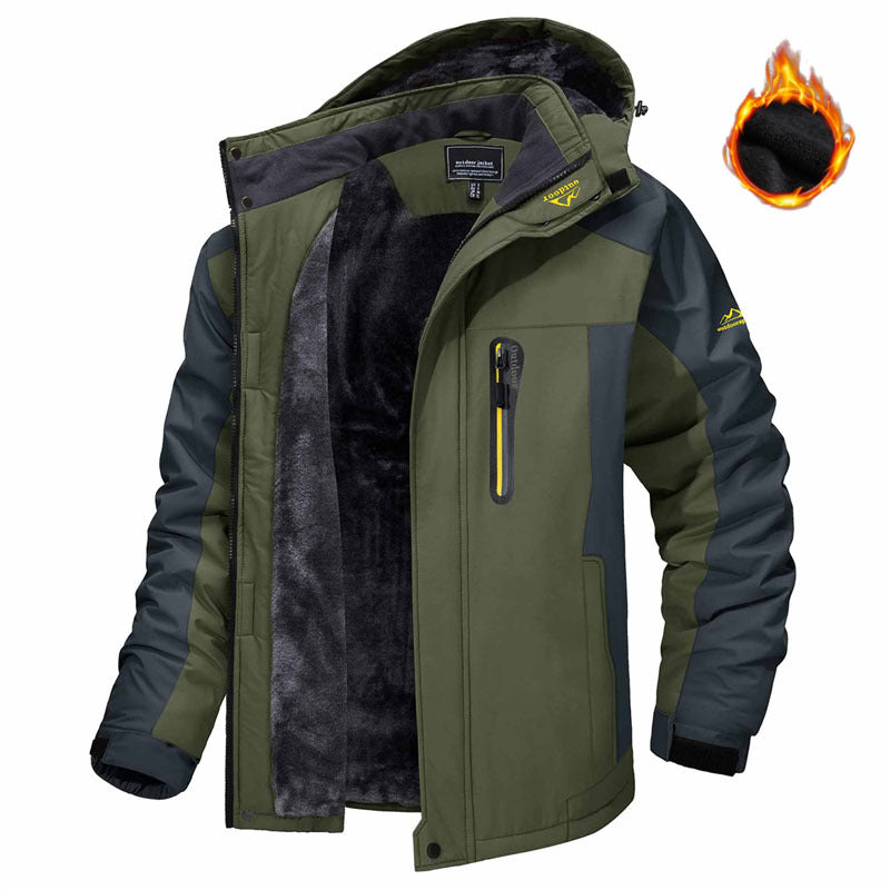 Winter Hooded Jacket Fashion Casual Warm Fleece Coat Men Gym From House Army Green 5XL