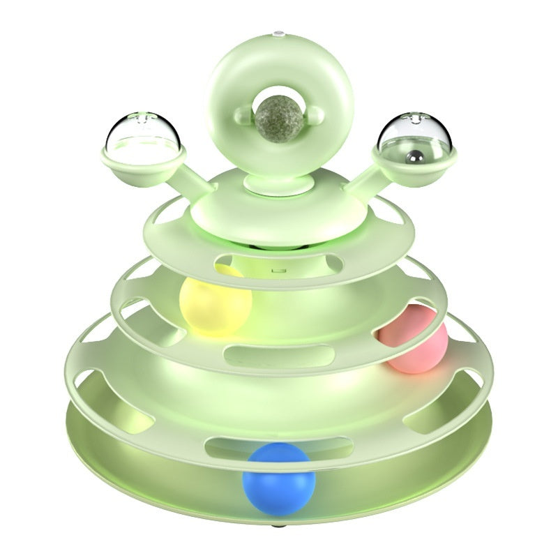 4 Levels Cat Toy Tower Turntable Roller Balls Toys Interactive Pets dealsniper-net