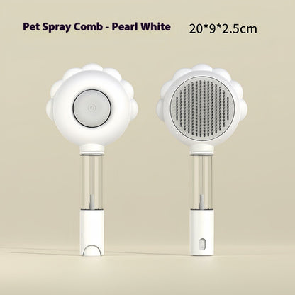 2 In 1 Self Cleaning Dog Brush Comb With Spray Pets Grooming Pets dealsniper-net Spray White