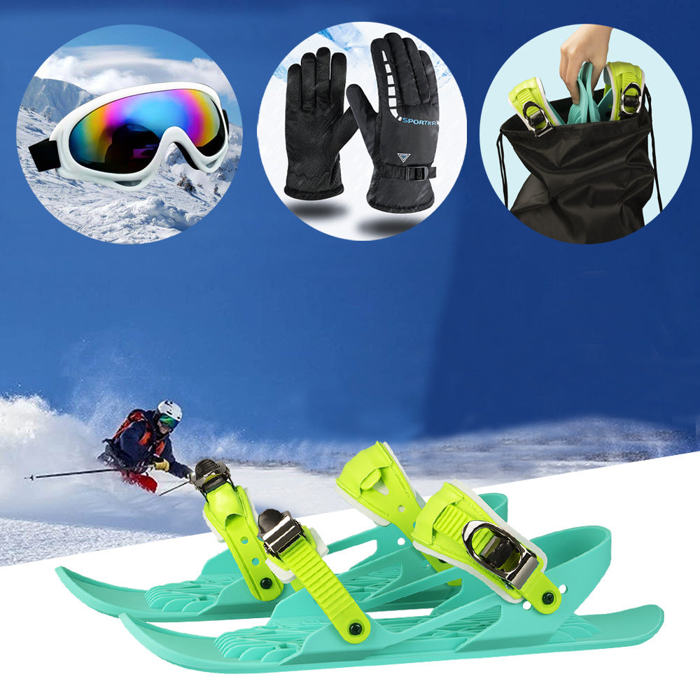 Mini Ski Skates Portable Short Skiboard Adjustable Skates Shoes For Snow Deals DealSniper.net 21black suits