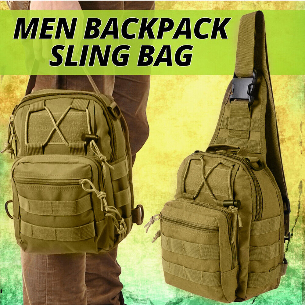 Mens Backpack Waterproof Tactical Sling Chest Pack Shoulder Bag Outdoor Hiking Men DealSniper.net
