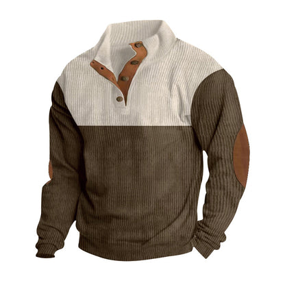 Casual Button Stand-collar Long Sleeve Pullover Sweatshirt Men DealSniper.net Brown L