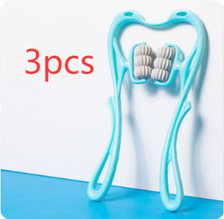 Multifunctional Manual Six-wheel Neck Massager Massage Relieve Roller Massage Tool Health Gym From House Blue 3pcs