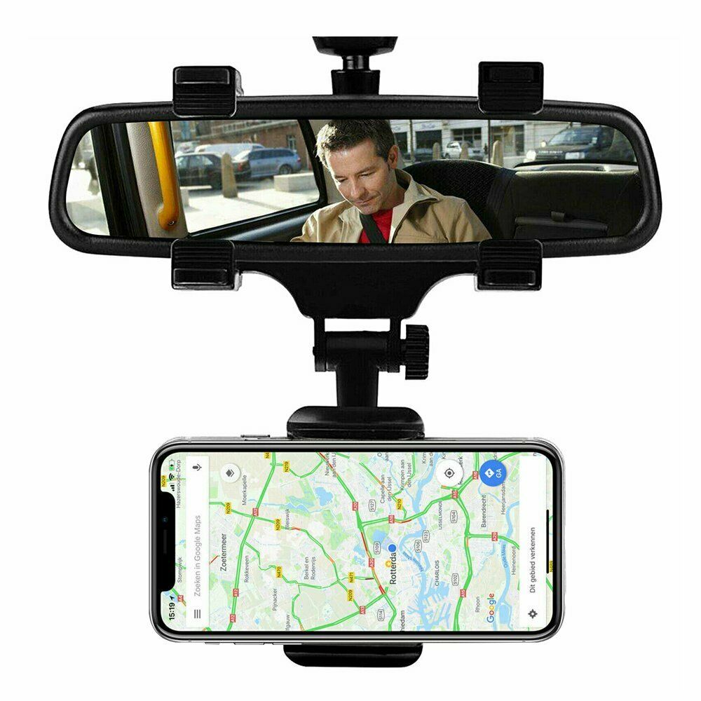 Universal Car Rear View Mirror Mount Stand GPS Cell Phone Holder 360 Rotation Phones dealsniper-net