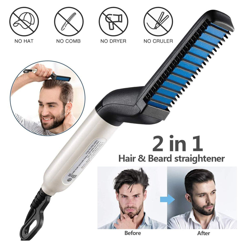 Electric Hair Straightener Brush Men Quick Beard Straightener Men DealSniper.net