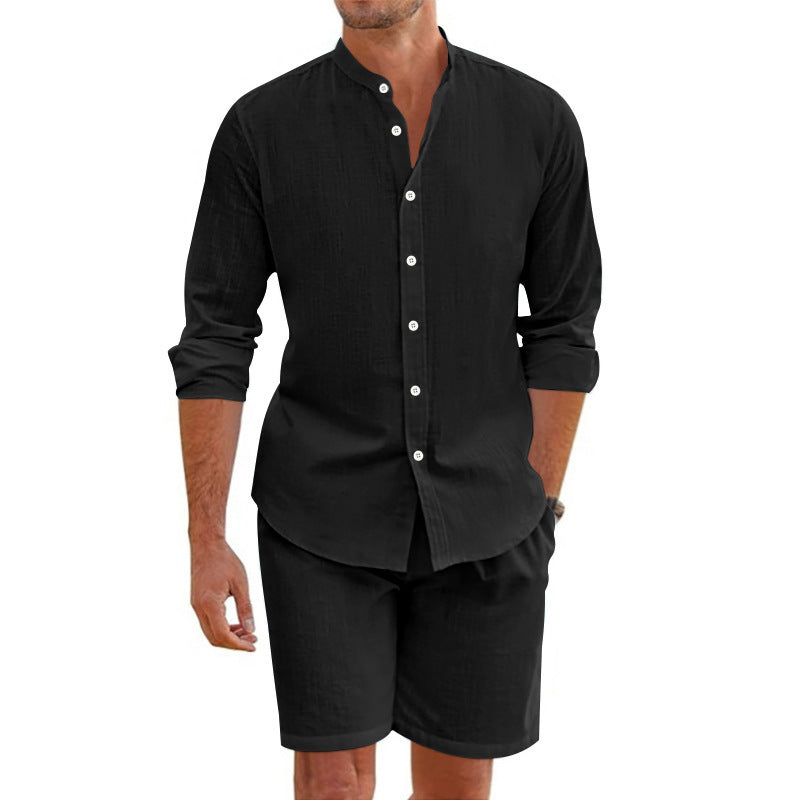 Summer Short Shirt Suit Fashion Lapel Button Down Short Sleeve Men Gym From House Black L