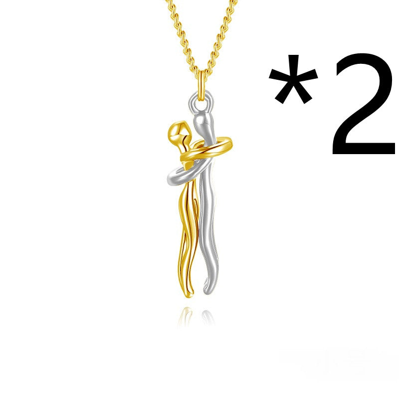 Affectionate Hug Necklace Couples Gift Fashion Pendant Necklace Jewelry dealsniper-net 2pcs Golden L