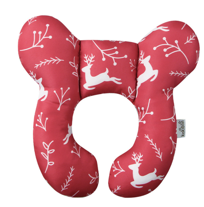 Infant Pillow Baby Bed U-Shaped Safety Seat Neck Guard Fixed Stereotyped Stroller Pillow Kids DealSniper.net Red christmas deer OPP
