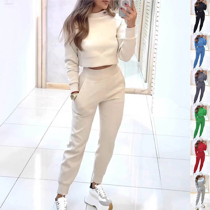 Stand Collar Sports Suit Fashion Pullover Long-sleeves Outfits