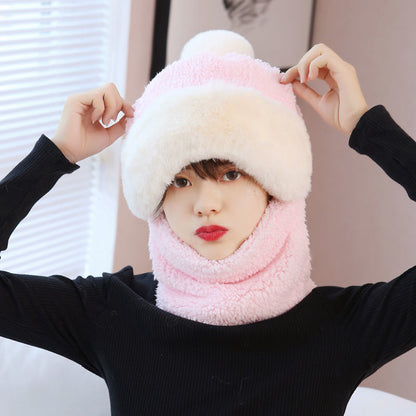 Fleece-lined Riding Windproof Scarf Mask Hat Women dealsniper-net Pink Pullover Adult Hat