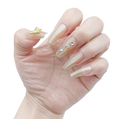 Gold-inlaid Butterfly Nails Are Light Flesh-colored Beauty dealsniper-net