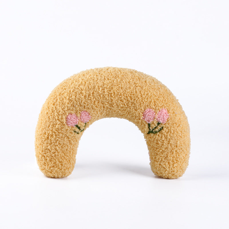 U-shaped Cat Toy Pillow To Protect Cervical Vertebra Pet Sleeping Pillow Soft Sounding Deep Sleep Pets DealSniper.net Yellow