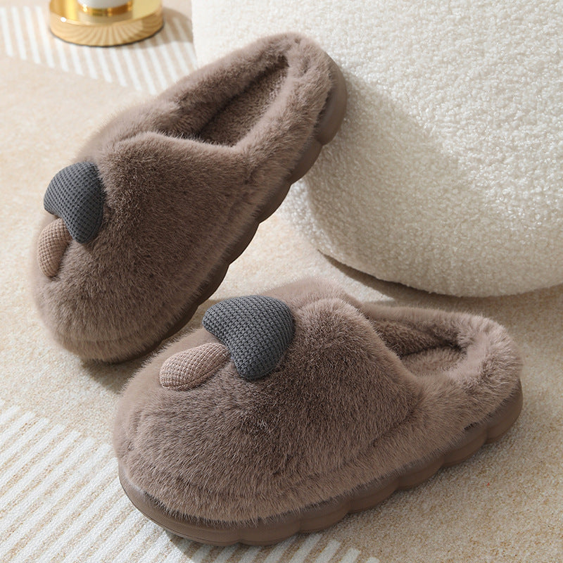 Cute Mushroom Cotton Slippers For Women Thick-soled Autumn And Winter Plush Slipper Indoor Non-slip Eva Household Furry Shoes Women DealSniper.net Coffee 40or41