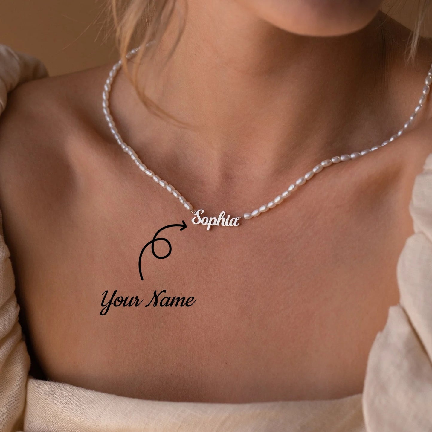 Personalized Custom Name Pendant Fashion Pearl Beaded Necklace Jewelry DealSniper.net