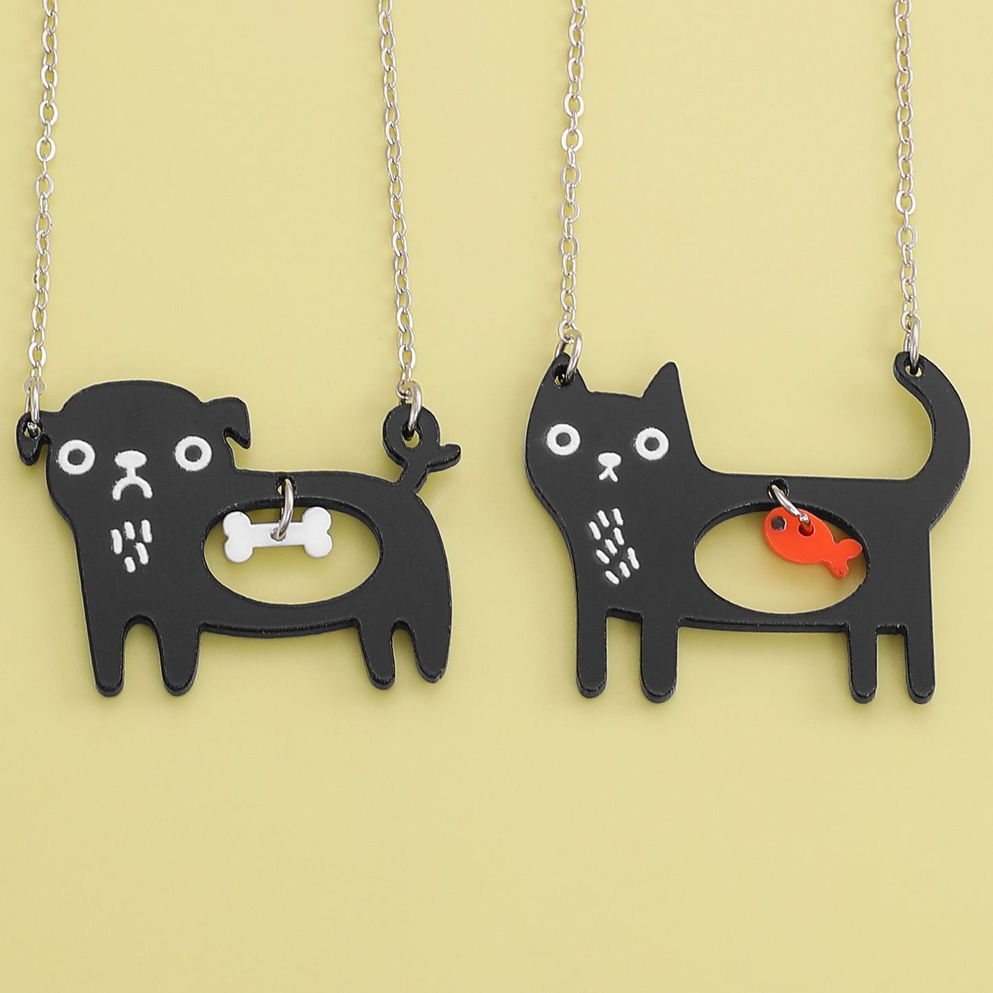 Cute Dog Cat Cartoon Necklace Ins Creative Collarbone Chain Jewelry Gym From House