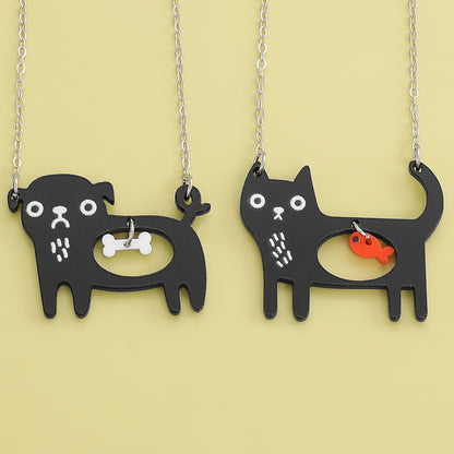 Cute Dog Cat Cartoon Necklace Ins Creative Collarbone Chain Jewelry Gym From House