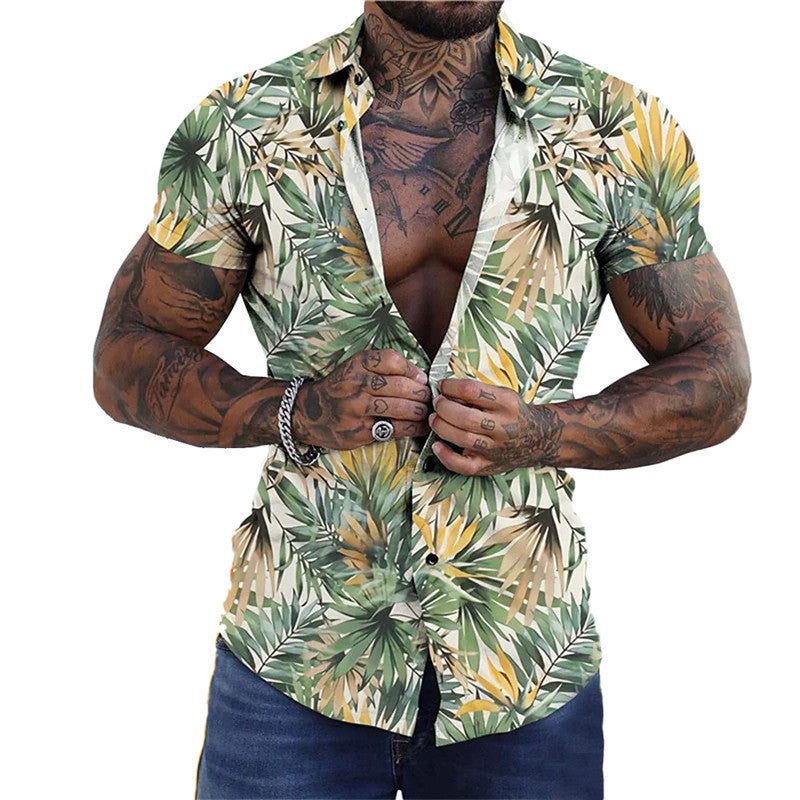 3D Personalized Printing T-shirt Summer Loose Short Sleeve Lapel Men DealSniper.net