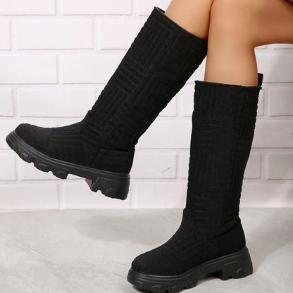 Mid Calf Boots Fashion Platform Western Boots Women