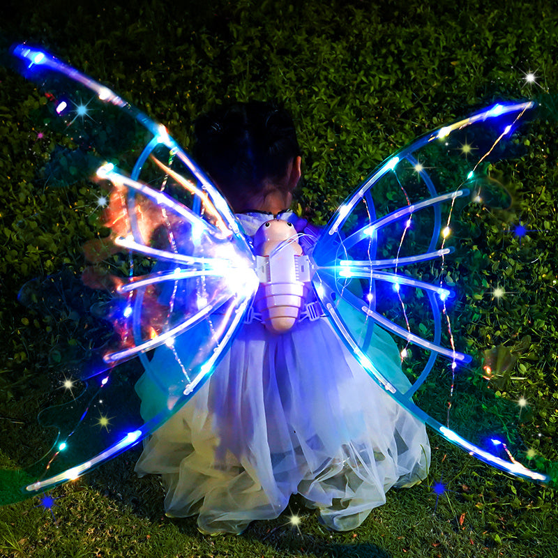 Girls Electrical Butterfly Wings With Lights Glowing Shiny Dress Kids dealsniper-net