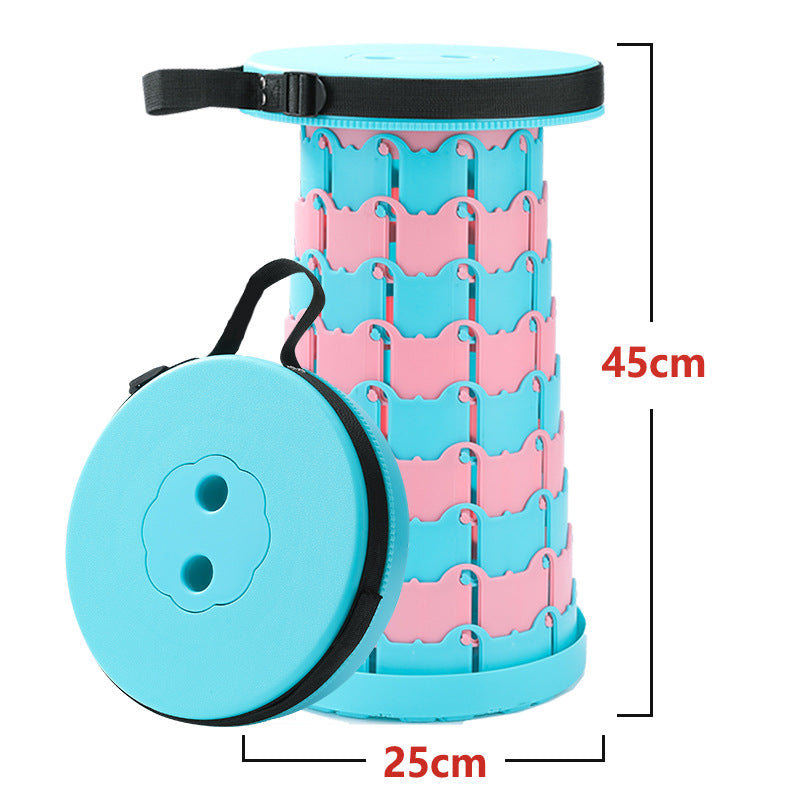 Children's Rainbow Folding Stool Portable Retractable Chair Kids dealsniper-net Adult Color Matching Lake Blue