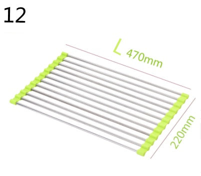 Folding Kitchen Drain Sink Rack Stainless Steel Kitchen DealSniper.net Green 12 L