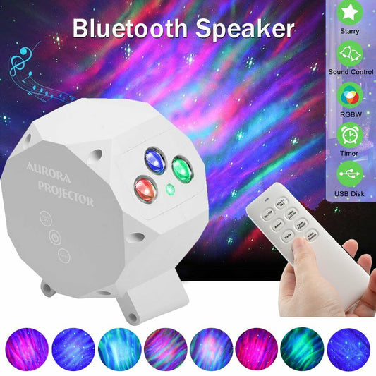 LED Aurora Galaxy Starry Sky Night Lights Star Projector Lamp Bluetooth Speaker Electronics dealsniper-net 120V