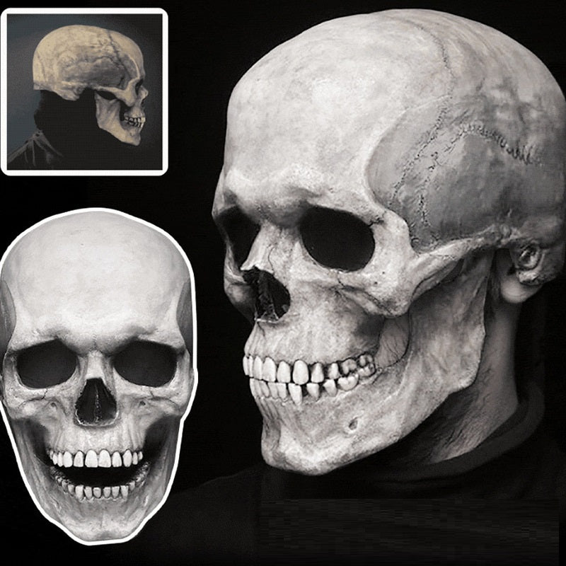 Full Head Skull Mask Helmet With Movable Jaw 3D Skeleton Skull