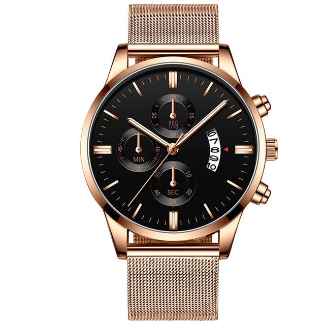 Mens Business Luxury Watches For Men Mesh Band Quartz Watch Jewelry Gym From House Rose Gold Black