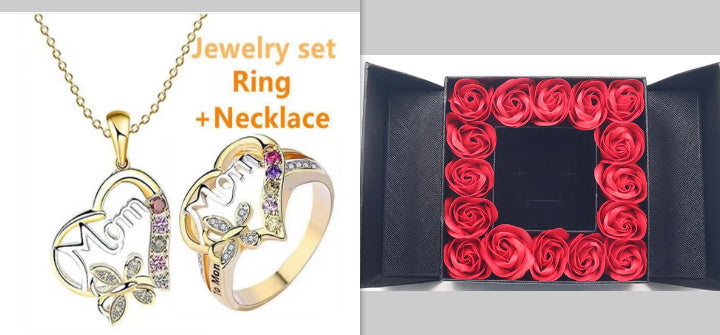 Mother's Day Gift Hollow Heart English Letter Love Mom Jewelry DealSniper.net Set and box 10