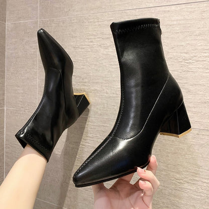 Elastic Short Women Fashion Thin And Thin High-heeled Martin Boots Women dealsniper-net