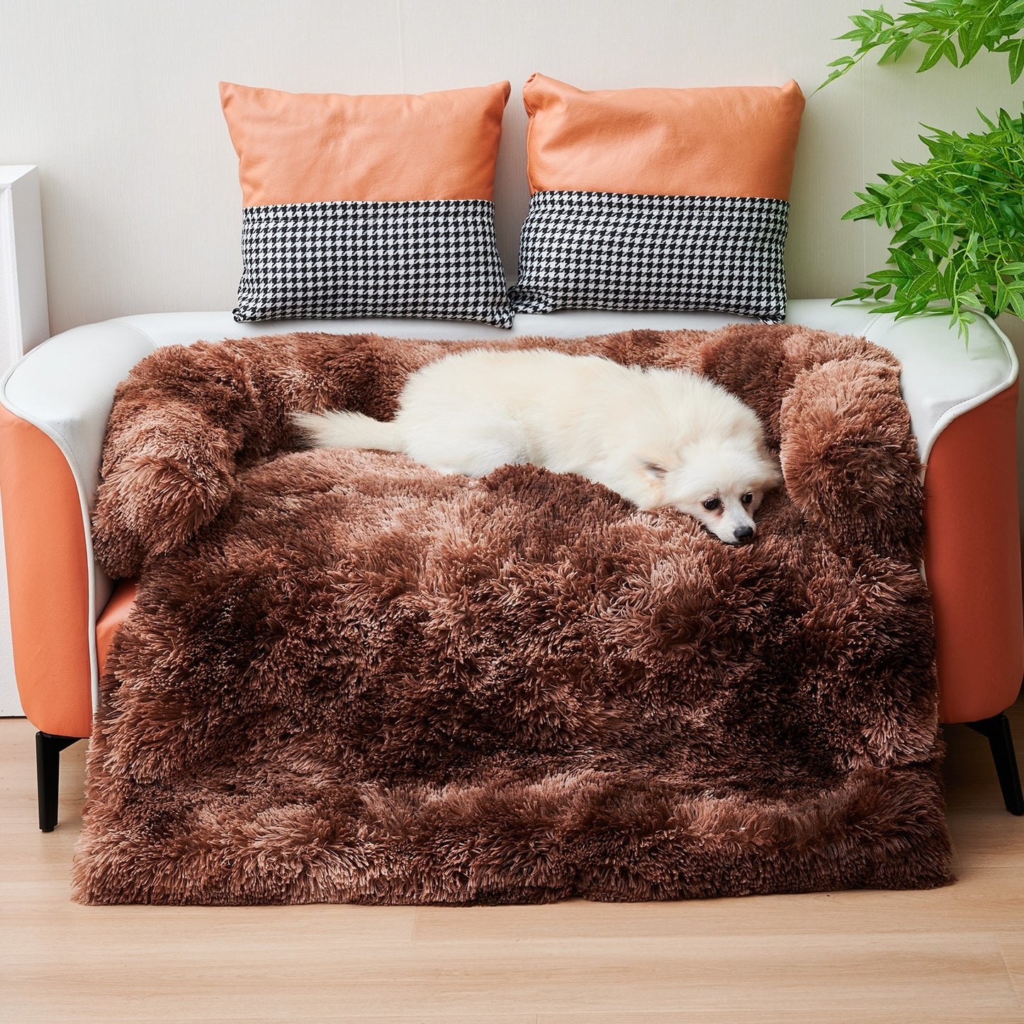 Calming Dog Bed Fluffy Plush Dog Mat For Furniture Protector Pets dealsniper-net