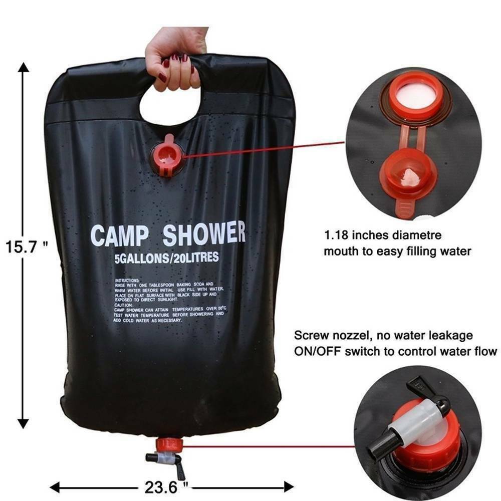 20L Camping Shower Portable Compact Solar Sun Heating Bath Bag Outdoor Travel Outdoor DealSniper.net