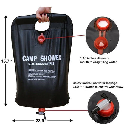 20L Camping Shower Portable Compact Solar Sun Heating Bath Bag Outdoor Travel Outdoor DealSniper.net