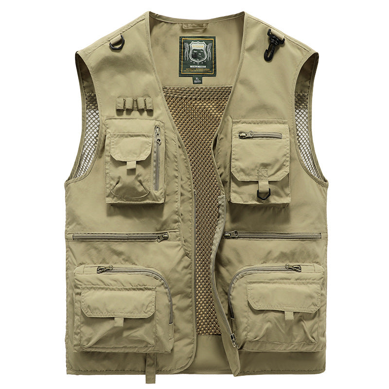 14 Pockets Summer New Men US Tactical Hiking Fishing Vest Men Gym From House Khaki 5XL