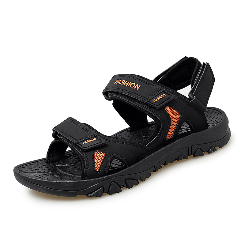 Velcro Sandals Men Summer Breathable Beach Shoes Men dealsniper-net Black Size39