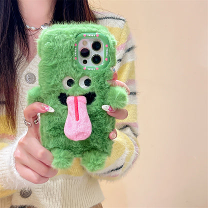 Funny Sticking Tongue Out Cartoon Plush Suitable Phone Case Drop-resistant Electronics DealSniper.net Green Monster 12Pro