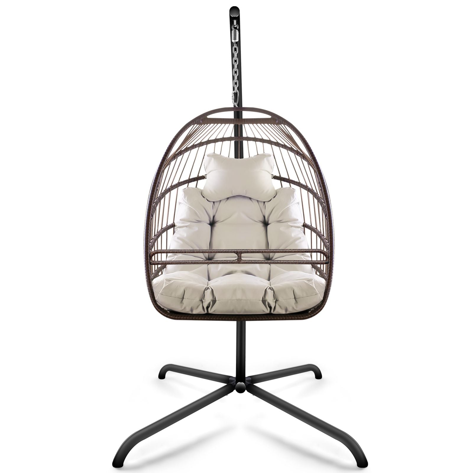 Swing Egg Chair With Stand Indoor Outdoor, UV Resistant Cushion Hanging Chair Outdoor dealsniper-net