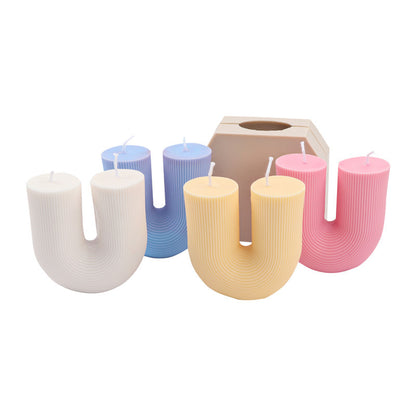 New Striped Silicone Aromatherapy U-shaped Candle Mold House Gym From House