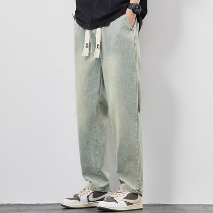 Summer Loose Wide Leg Jeans Pants Men Fashion Men DealSniper.net Resistance To 040 Retro Blue 4XL