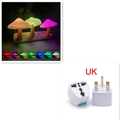 LED Night Light Mushroom Wall Socket Lamp EU US Plug Warm White Home dealsniper-net Mushroom UK Colorful