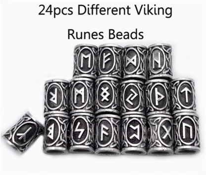 Set Of Viking Rune Beard Beads Jewelry dealsniper-net Antique silver