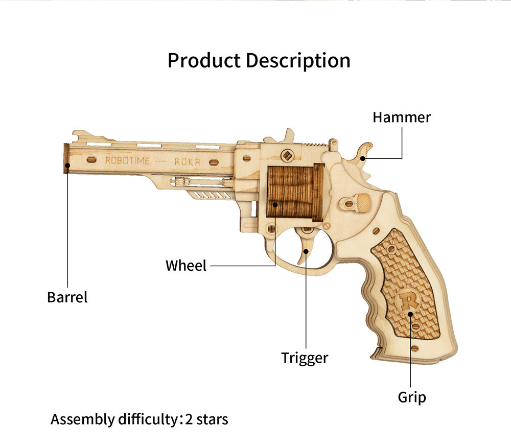 Revolver Gun Model Toys 3D Wooden Puzzle Games Kids dealsniper-net LQ401