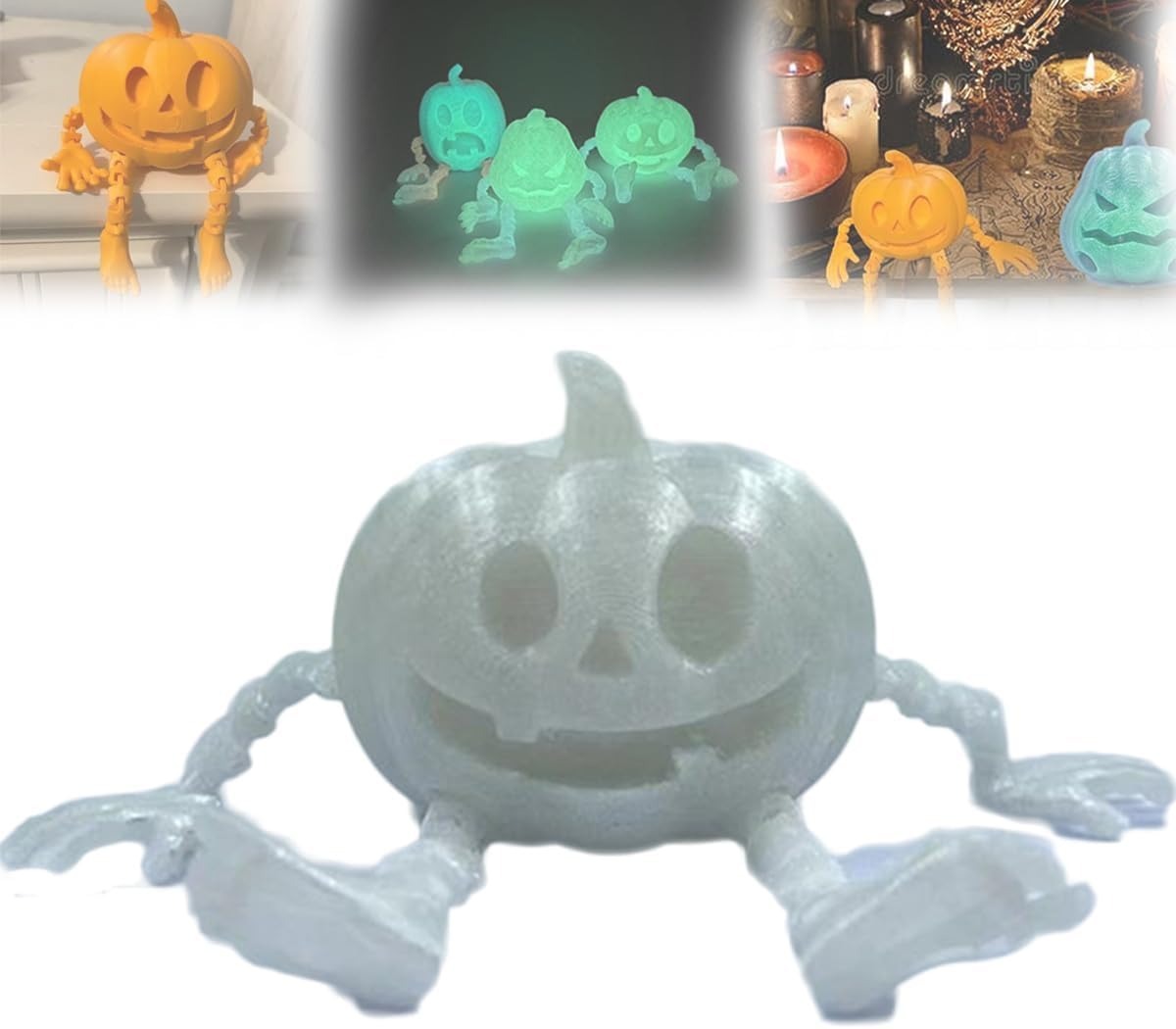 Halloween 3D Printing Pumpkin Decorations Ornaments Holidays DealSniper.net Luminous Colorful 3Style