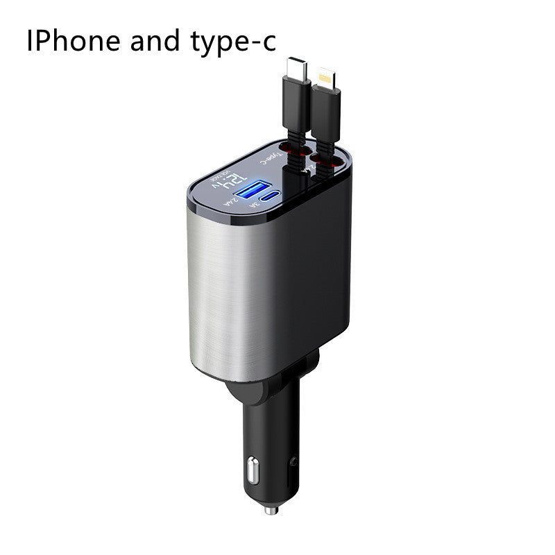 Metal Car Charger 100W Super Fast Charging Car Cigarette Vehicle DealSniper.net Metal Silver Gray 100W