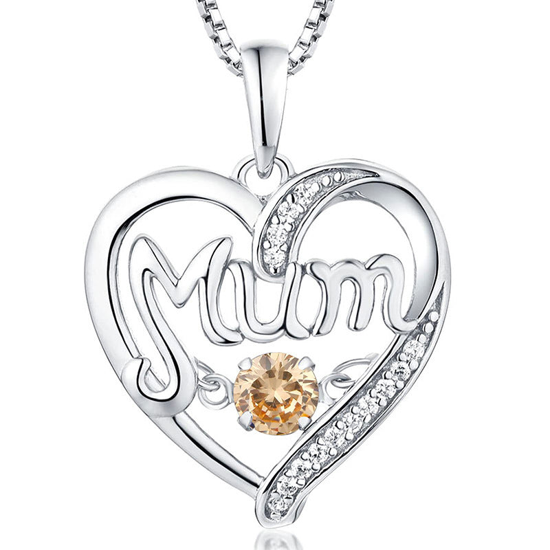 Pulsatile Heart MoM Necklace Mother's Day Gift Birthstones Smart Pendant Jewelry dealsniper-net Orange October 925 Silver