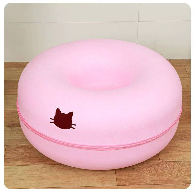 Pet Bed Comfortable Round Cat Tunnel Pets Gym From House Cat Pink Window 50x50x20cm