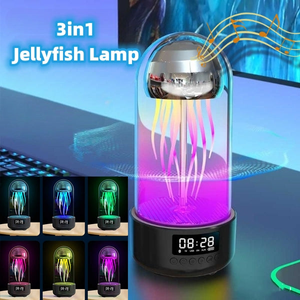 Creative 3 in1 Colorful Jellyfish Lamp With Clock