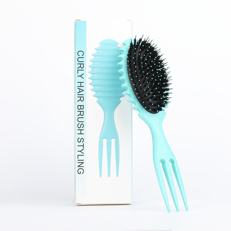 Curl Defining Bounce Hair Brush Barbershop Boar Bristle Comb Beauty dealsniper-net Green