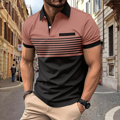 Casual Striped Shirt With Chest Pocket Men Clothing Men DealSniper.net Pink L